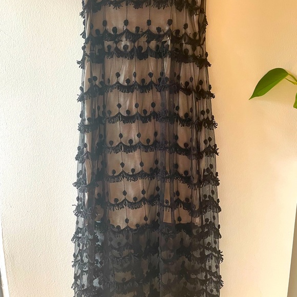 French Connection Tassel Beach Textures Maxi Dress in Black - Picture 2 of 4